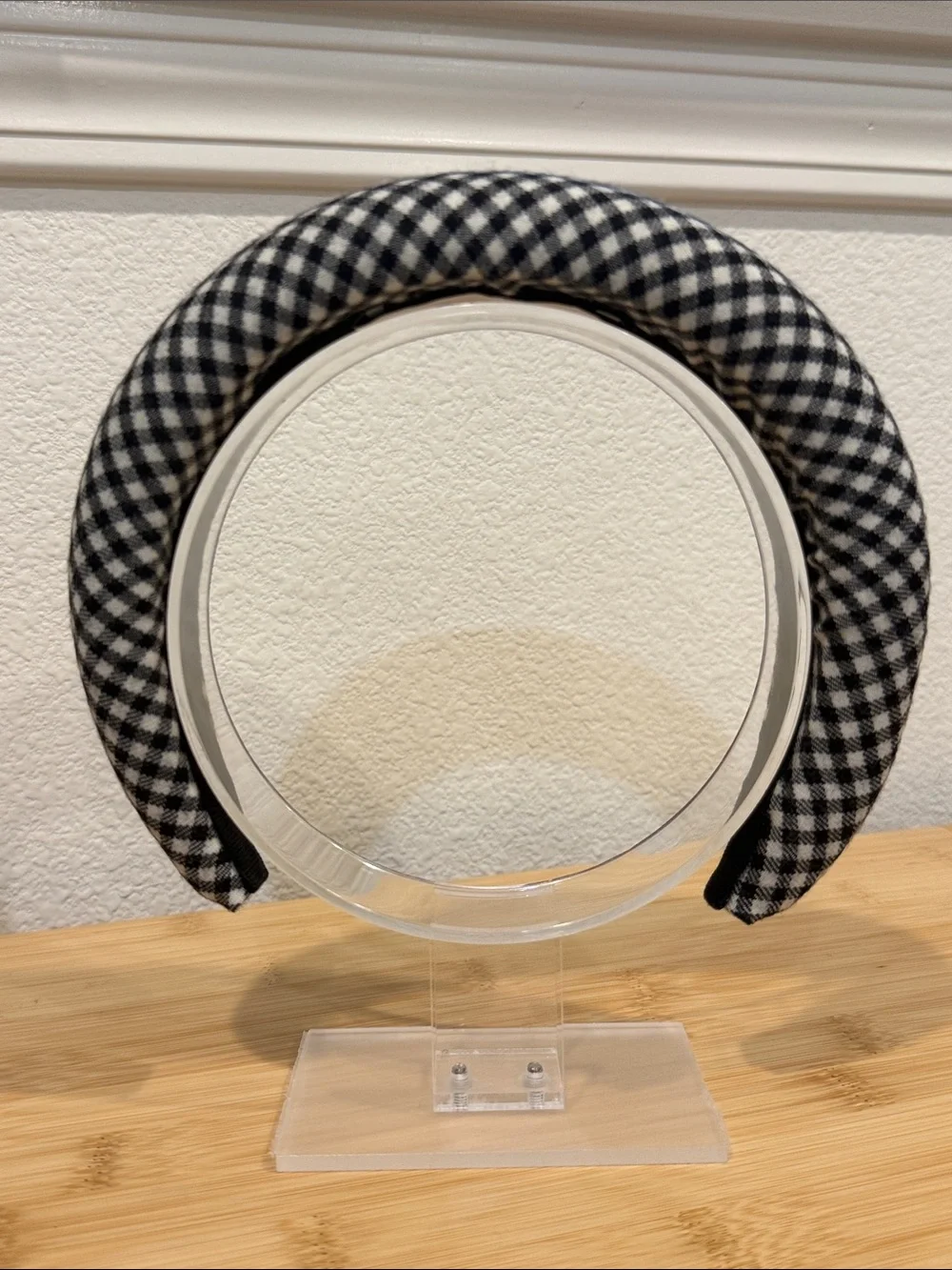 RACIL Black & White Gingham Puffed Headband